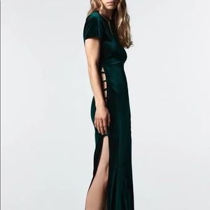 NWT Zara Green Velvet Maxi Dress